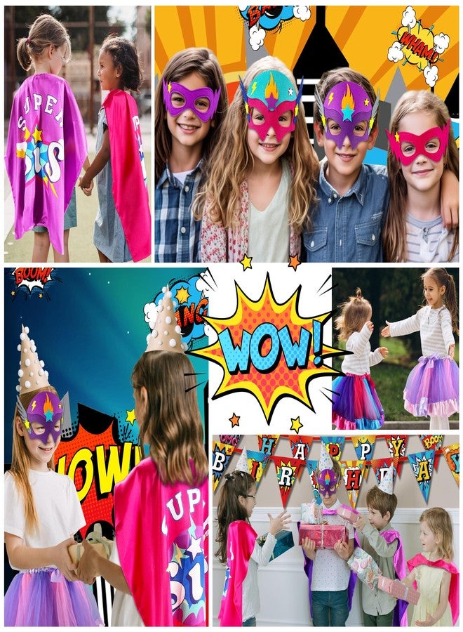D.Q.Z Superhero-Capes and Masks for Kids, Big Sister Gifts for Girls' Role Play New Sibling Birthday Family Party (Rose) - Image 2